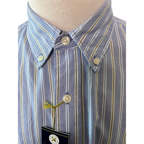 Club Room Mens Blue Striped Soft Washed Cotton Shirt Classic Fit Size L - New - Picture 4 of 7